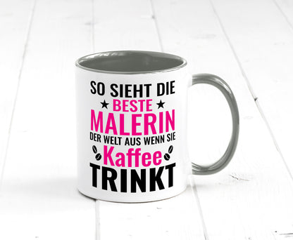 Kaffee trinkt: Malerin | Malerinnen lustiger Spruch Geschenk Humor Geschenkidee Tasse