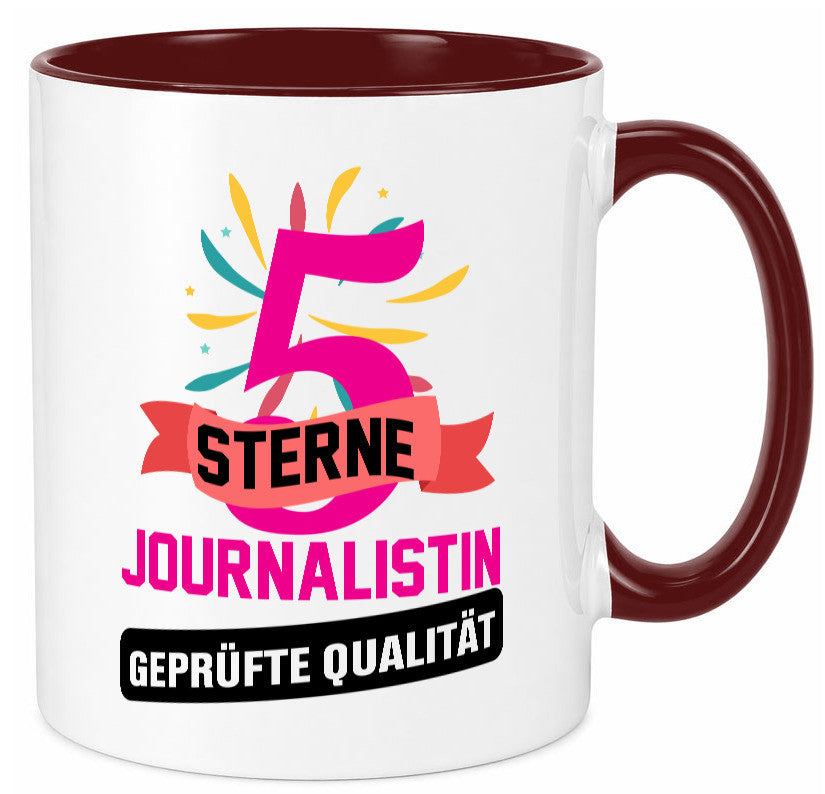 5 Sterne Journalist geprüfte Qualität Humor Geschenkidee Tasse