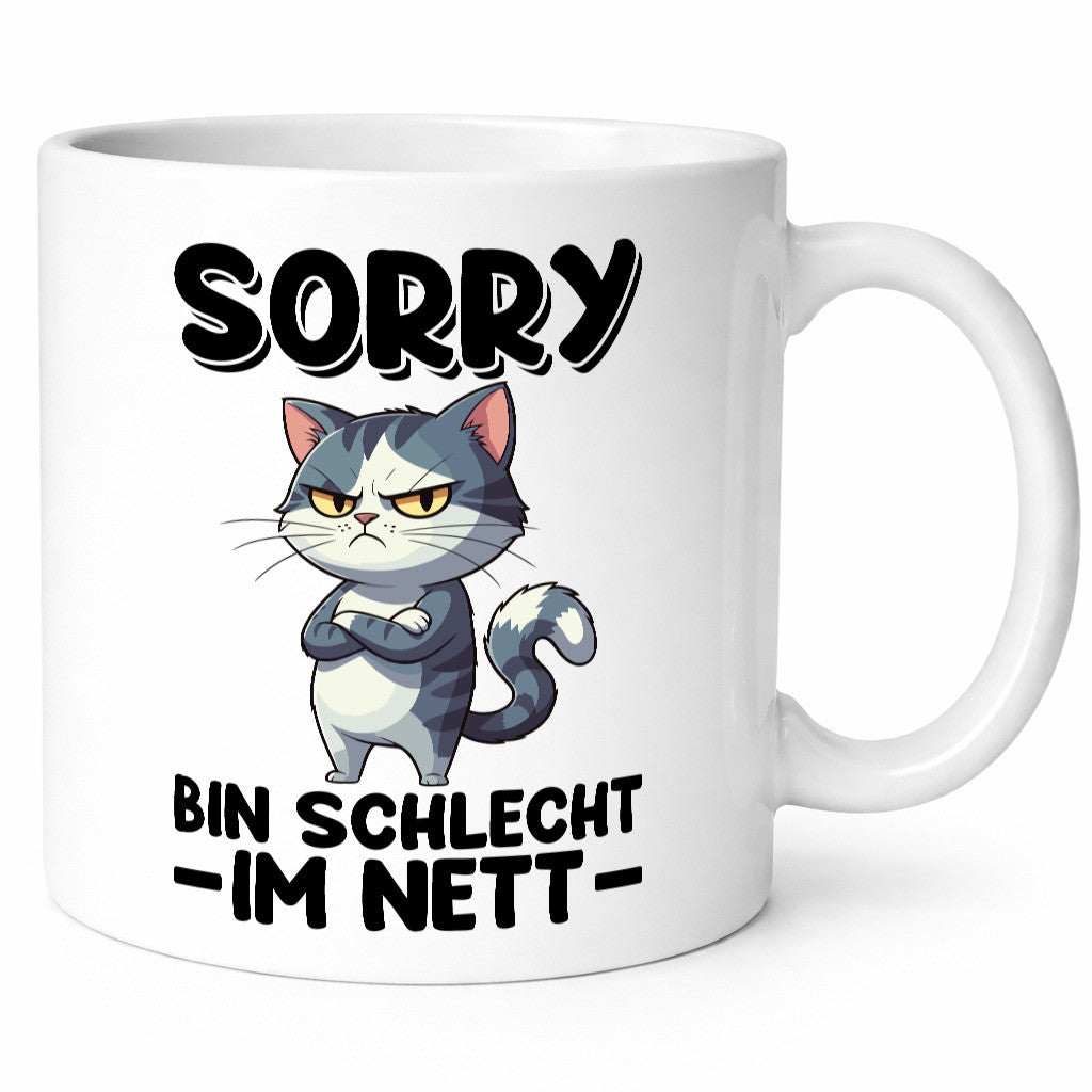 Sorry bin schleht im nett | Böse Katze Geschenkidee Tierliebhaber Humor Tasse