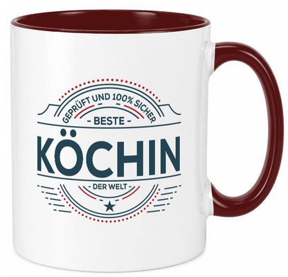 Geprüft und sicher: Köchin | Chefköchin Chefkoch lustiger Spruch Geschenk Tasse