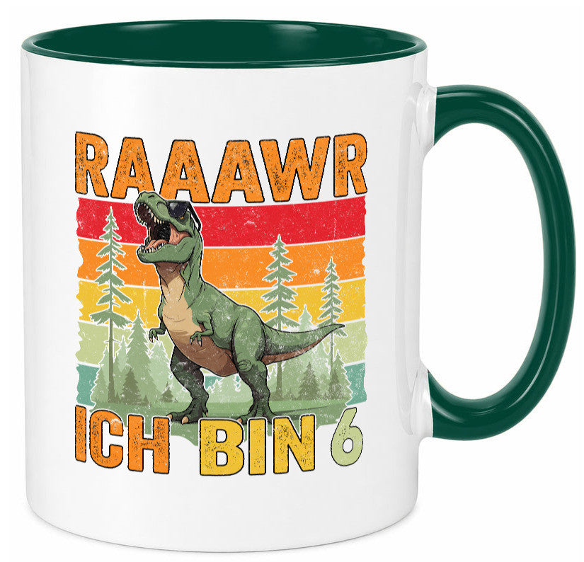 6. Geburtstag | 6 Jahre rarrrr ich bin Dinosaurier Humor Geschenkidee Tasse