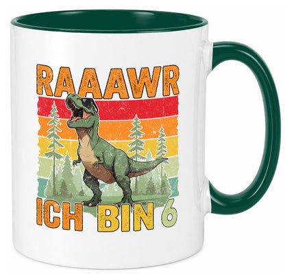 6. Geburtstag | 6 Jahre rarrrr ich bin Dinosaurier Humor Geschenkidee Tasse