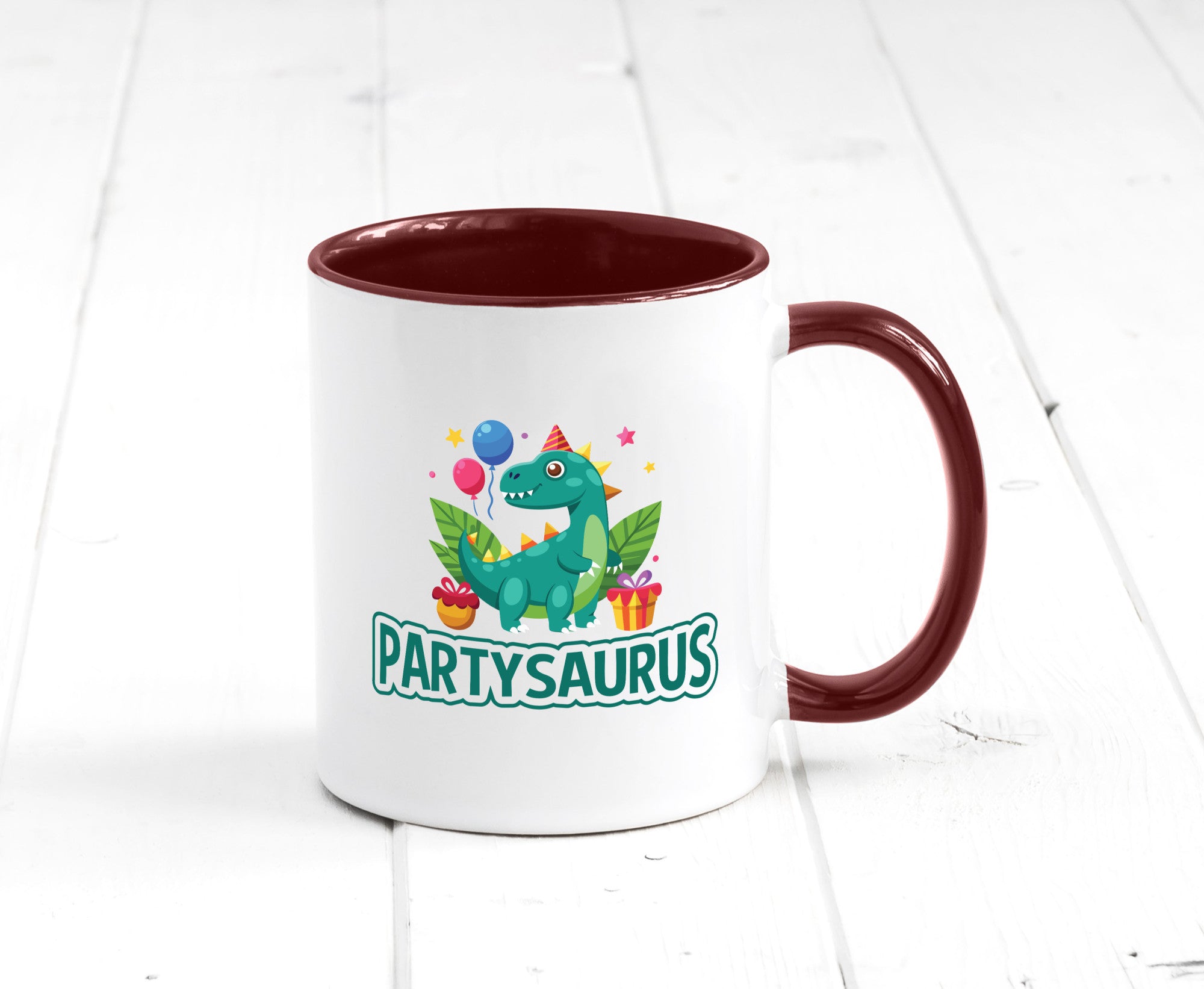 Partysaurus | Geburtstag Dinosaurier Luftballon Geschenkidee Humor Tasse