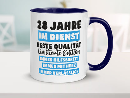 28 Jahre im Dienst | Jubiläum Arbeit v6 lustig Kollegen Büro Geschenk Tasse