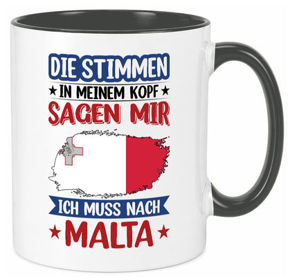 Malta | Urlaub Stimmen in meinem Kopf Traumland lustiger Spruch Geschenk Humor Tasse