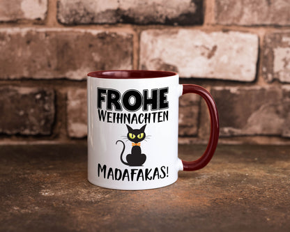 Frohe Weihnachten Madafakas! | Katze Tasse Vintage lustiger Spruch Geschenk