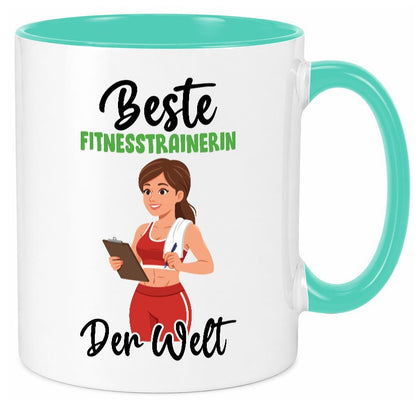 Beste Fitnesstrainerin | Trainerin Sport v2 lustiger Spruch Geschenk Humor Tasse