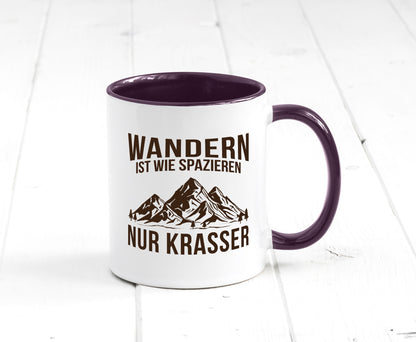 Wandern wie spazieren, nur krasser | Gebirge Bäume Geschenk Humor Geschenkidee