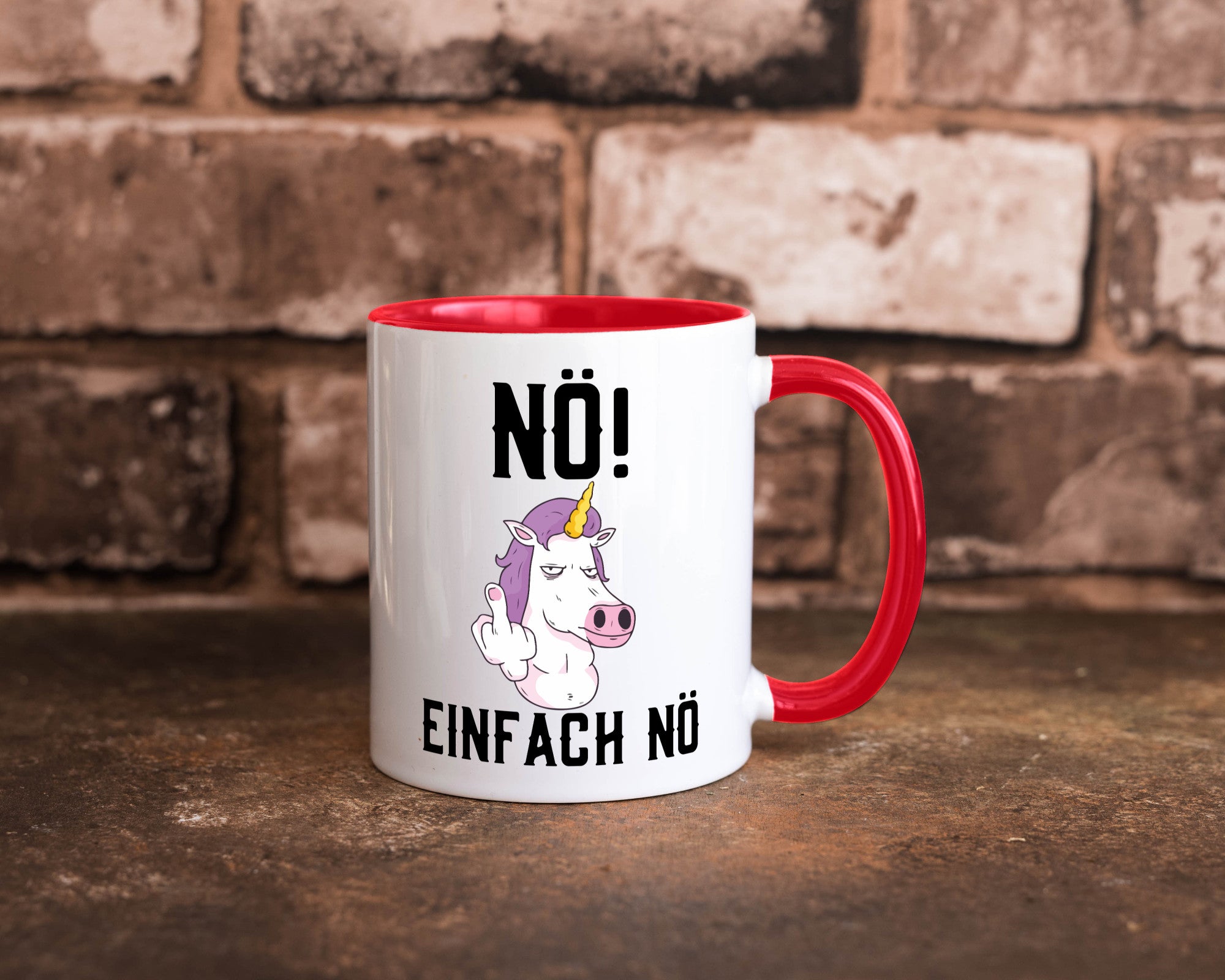 Einfach Nö | Keinen Bock Einhorn Mittelfinger Comic Geschenkidee Humor Tasse