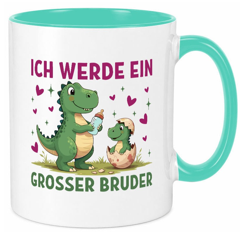 Ich werde ein Großer Bruder | Dino Dinosaurier lustiger Spruch Geschenk Humor Tasse