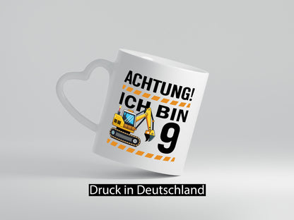 9 Geburtstag Ich bin | Bagger Junge lustiger Spruch Geschenk Geschenkidee Tasse