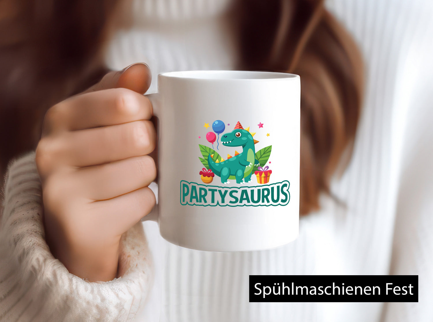 Partysaurus | Geburtstag Dinosaurier Luftballon Geschenkidee Humor Tasse