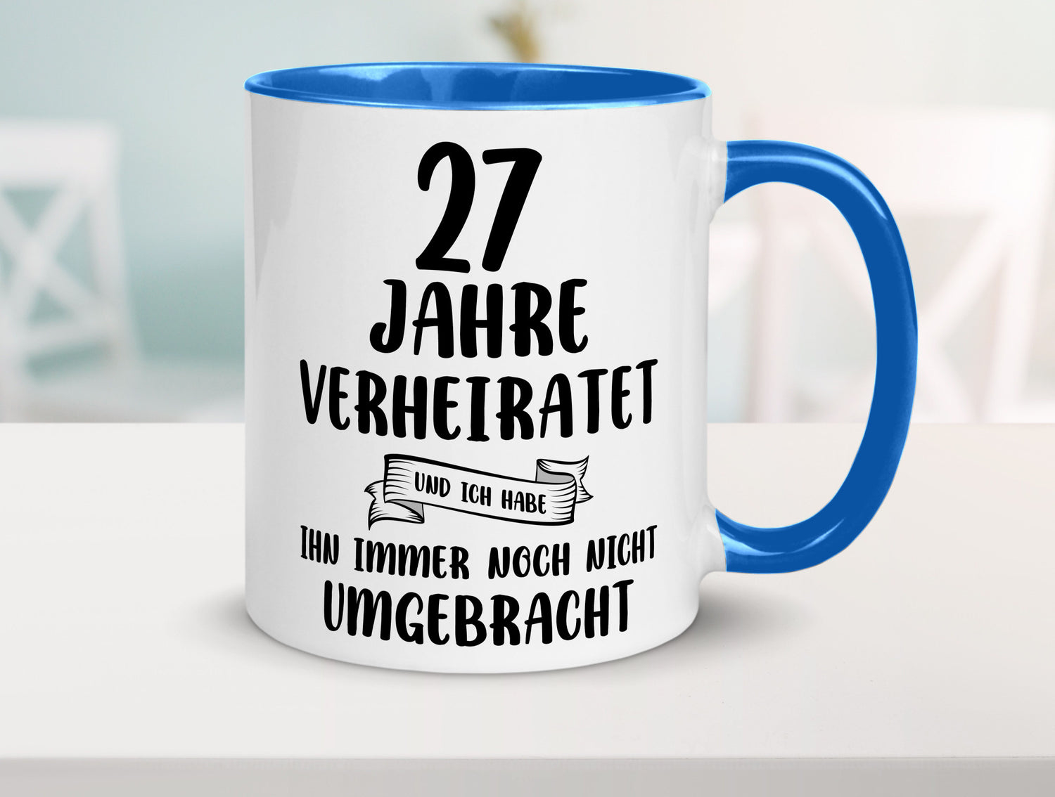 27 Jahre Verheiratet, immer noch am Leben! Geschenkidee Humor Tasse