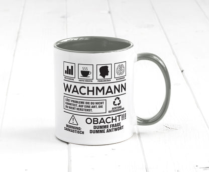 Achtung Probleme Wachmann | Wachpersonal Nachtwächter Geschenkidee Humor Tasse
