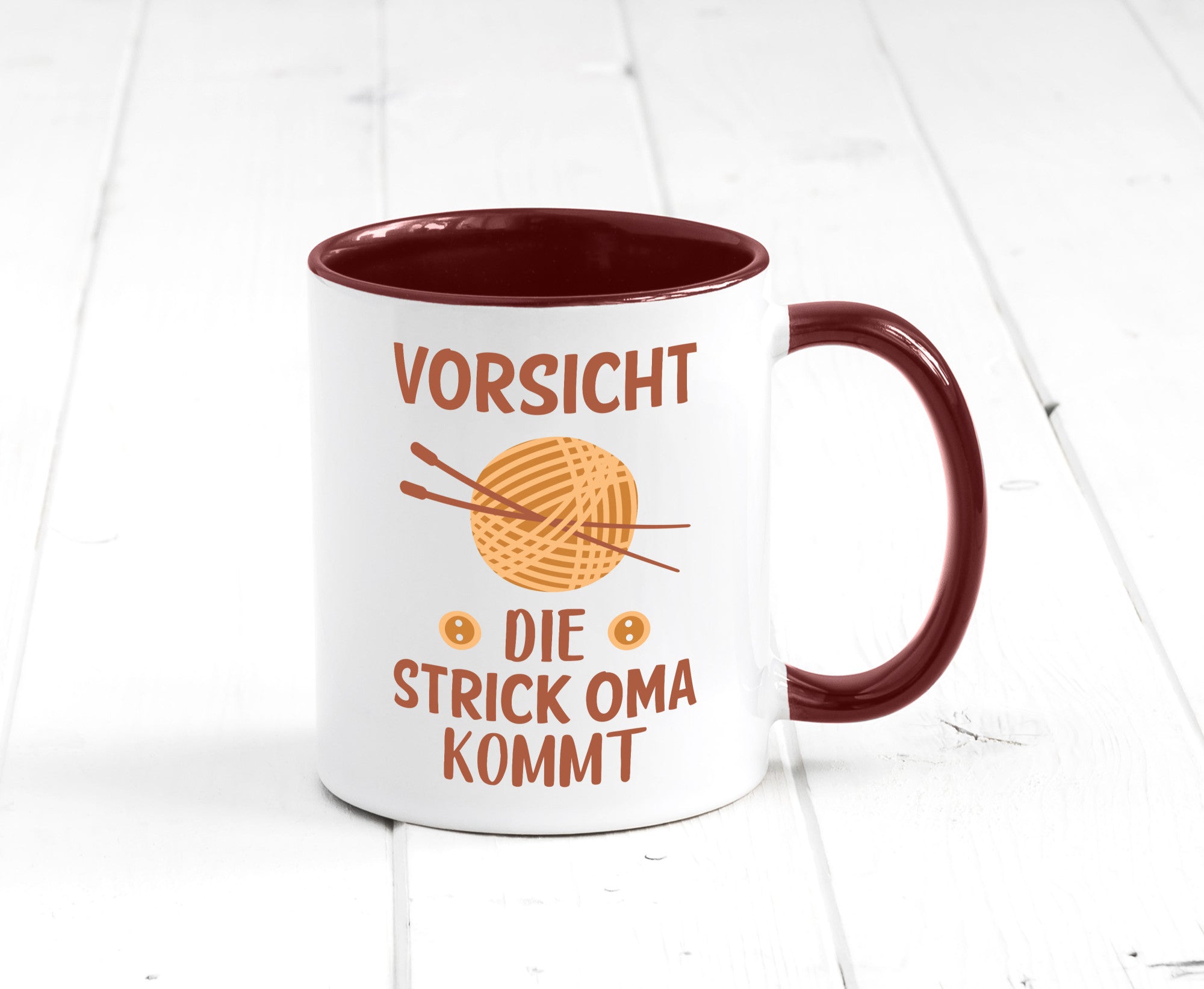 Vorsicht, Strickoma kommt | Wolle Stricknadeln Humor Familie Geschenkidee Tasse