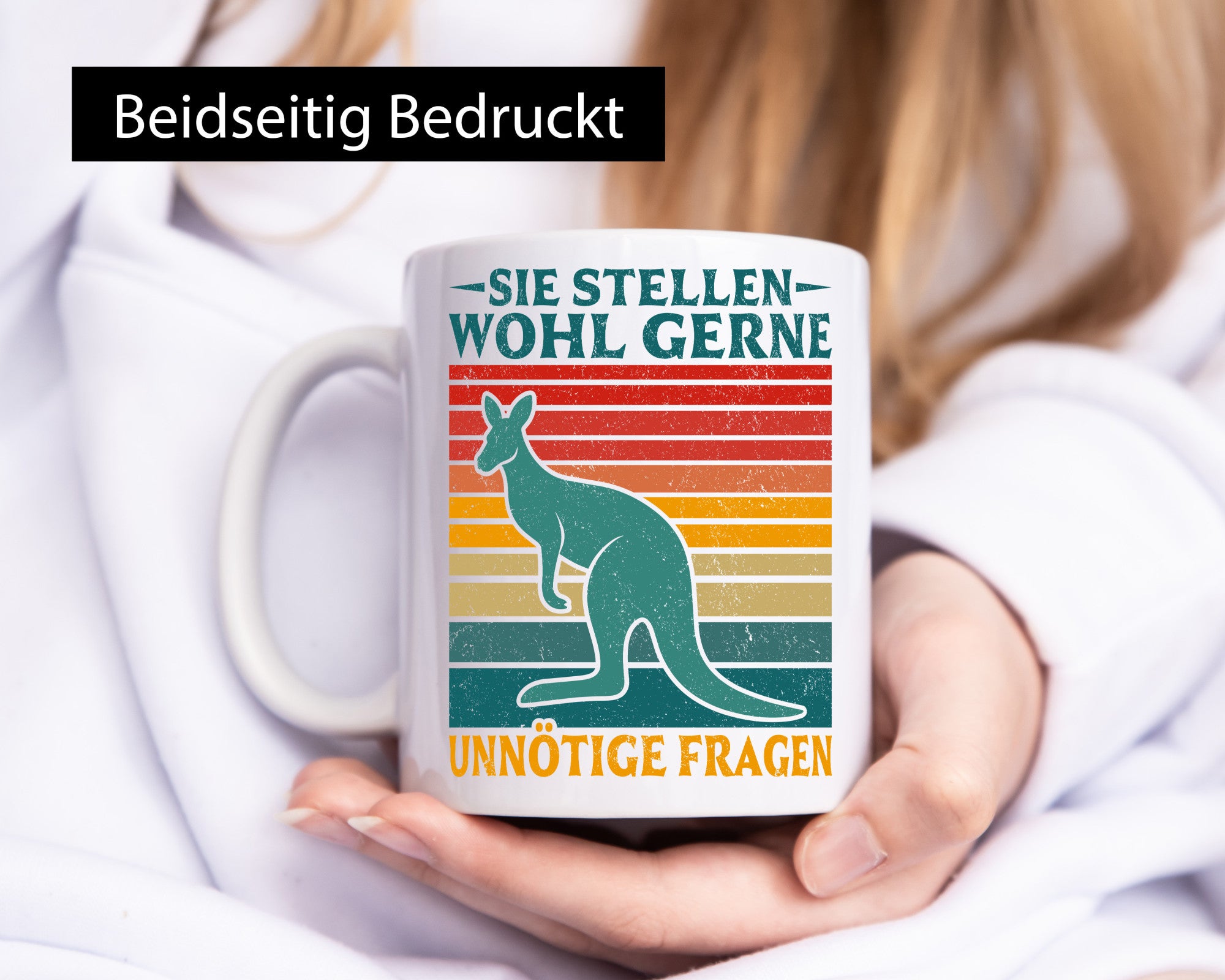 Unnötige Fragen stellen | Känguru Geschenkidee Humor Tasse