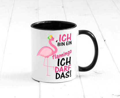 Ich bin ein Flamingo | Tier-Comic lustiger Spruch Blume Geschenk Tierliebhaber Tasse