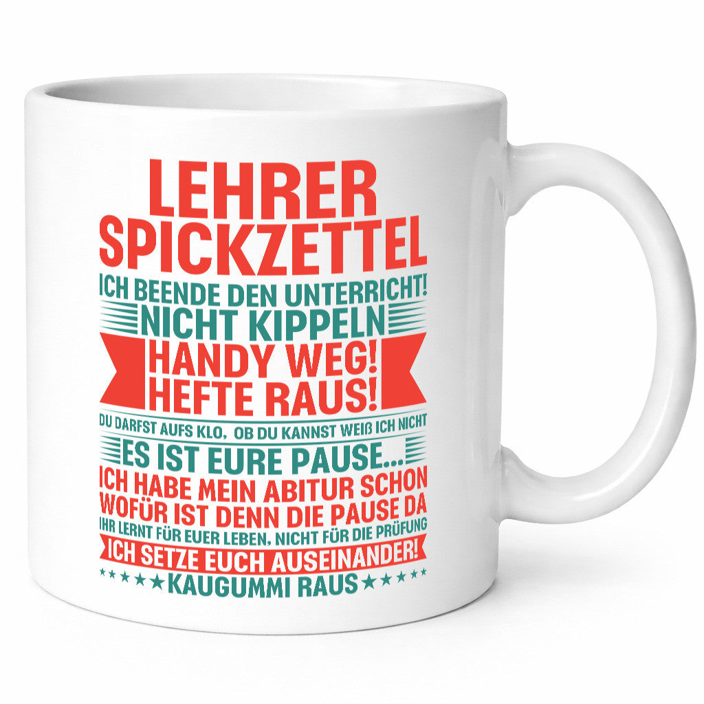 Lehrer Spickzettel | Beruf Tasse lustiger Spruch vl4 lustig Arbeit Kollegen