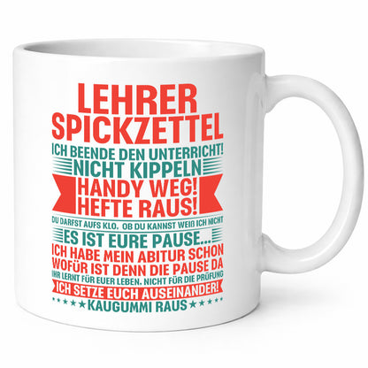 Lehrer Spickzettel | Beruf Tasse lustiger Spruch vl4 lustig Arbeit Kollegen