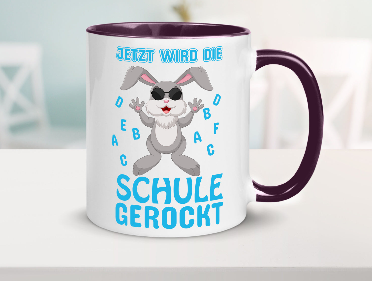Schule wird gerockt | Schulbeginn Tasse cooler Hase lustiger Spruch Geschenk