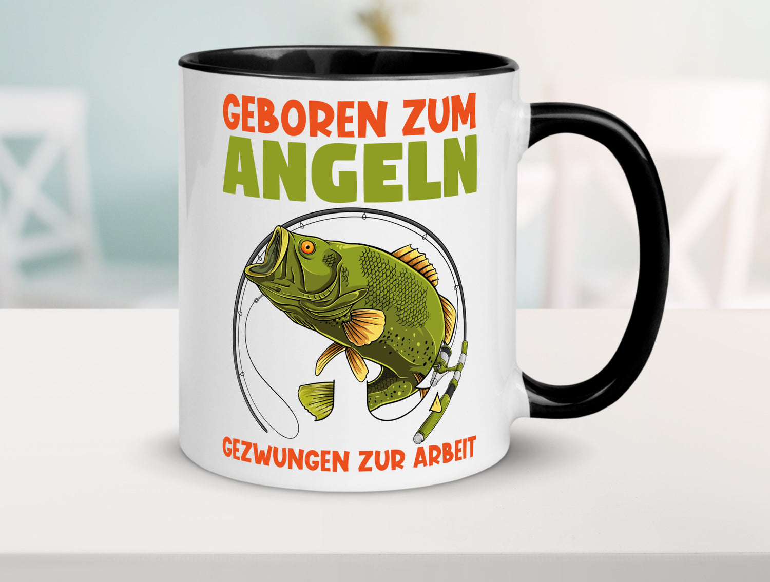 Geboren zum Angeln | Angler Tasse Fischer Spruch Humor Geschenkidee