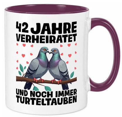 42 Jahre verheiratet | Turteltauben Ehe Ehepaar lustig Humor Geschenkidee Tasse