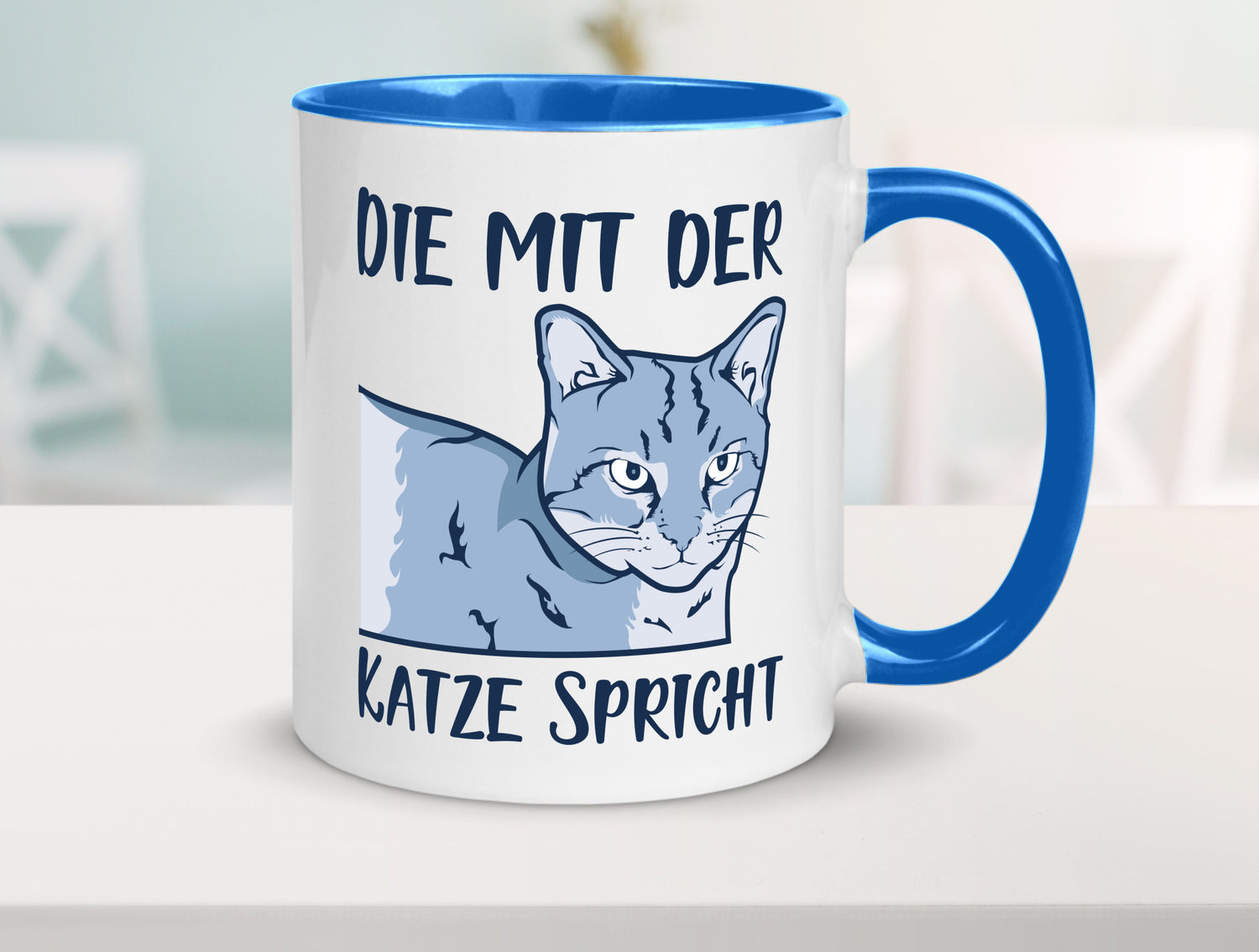 Die mit der Katze spricht | Humor Tierliebhaber Geschenkidee Tasse