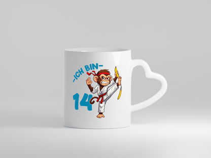 Ich bin 14 | 14. Geburtstag Karate Kampfsport Affe Humor Geschenkidee Tasse