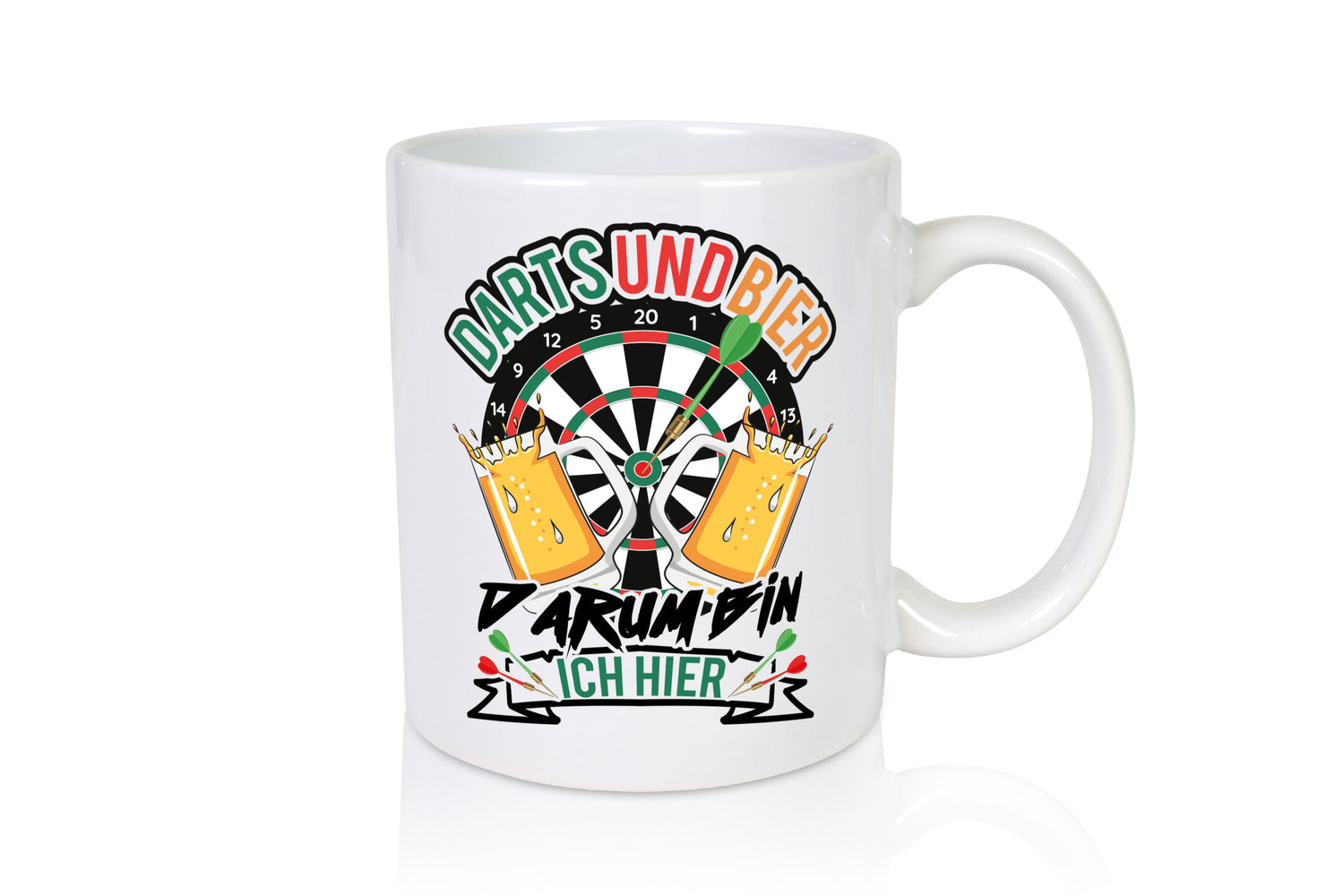 Dart und bier darum bin ich hier | Geschenkidee Humor Tasse