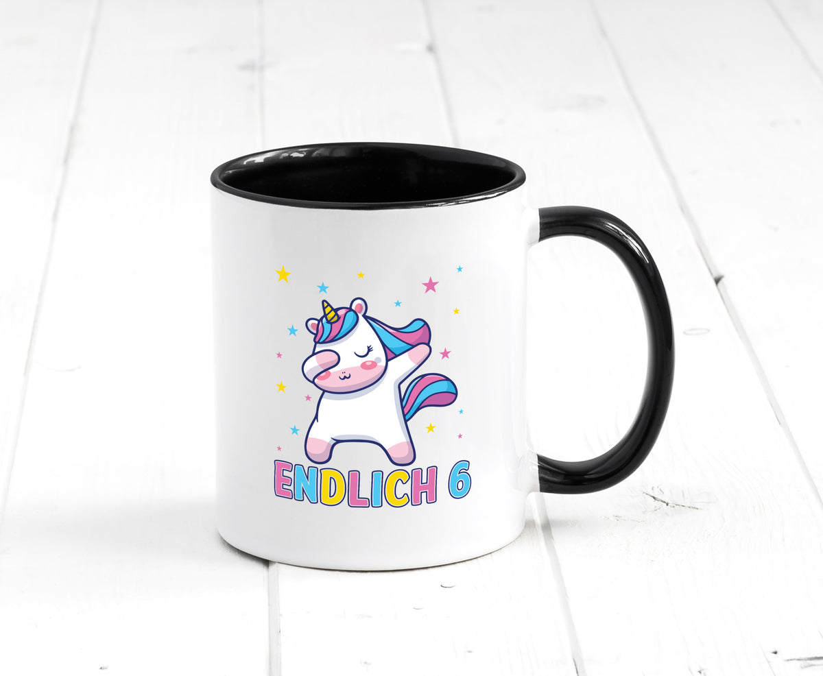 Endlich 6 | Einhorn Sterne lustiger Spruch Geschenk Humor Geschenkidee Tasse