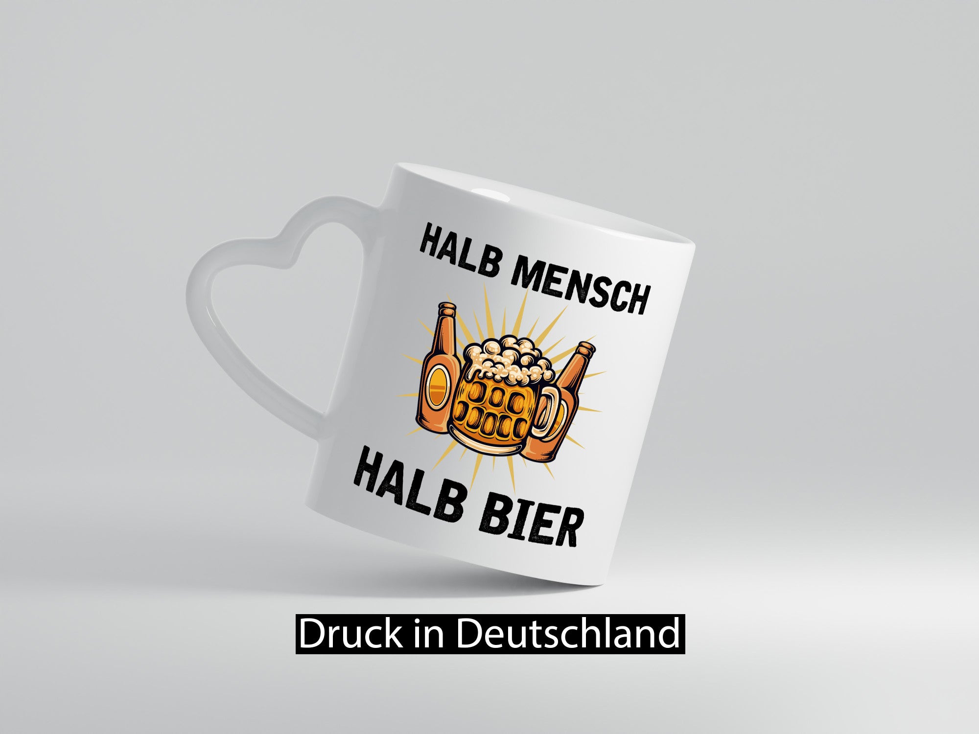 Halb Mensch Bier | Biertrinker v2 Geschenkidee Humor Tasse
