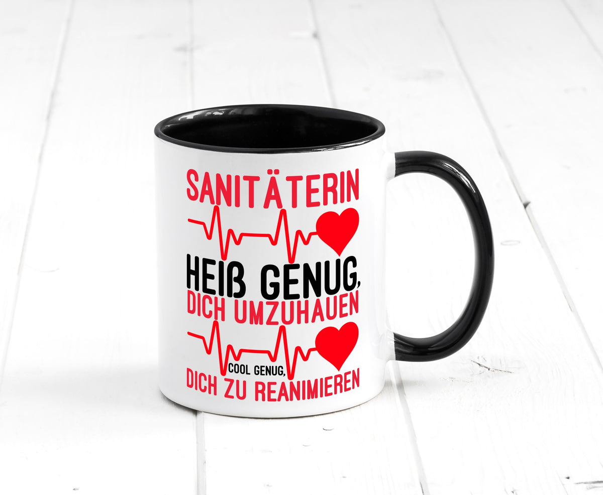 Heiße Sanitäterin | Reanimation Puls Rettungsdienst lustiger Spruch Geschenk Tasse