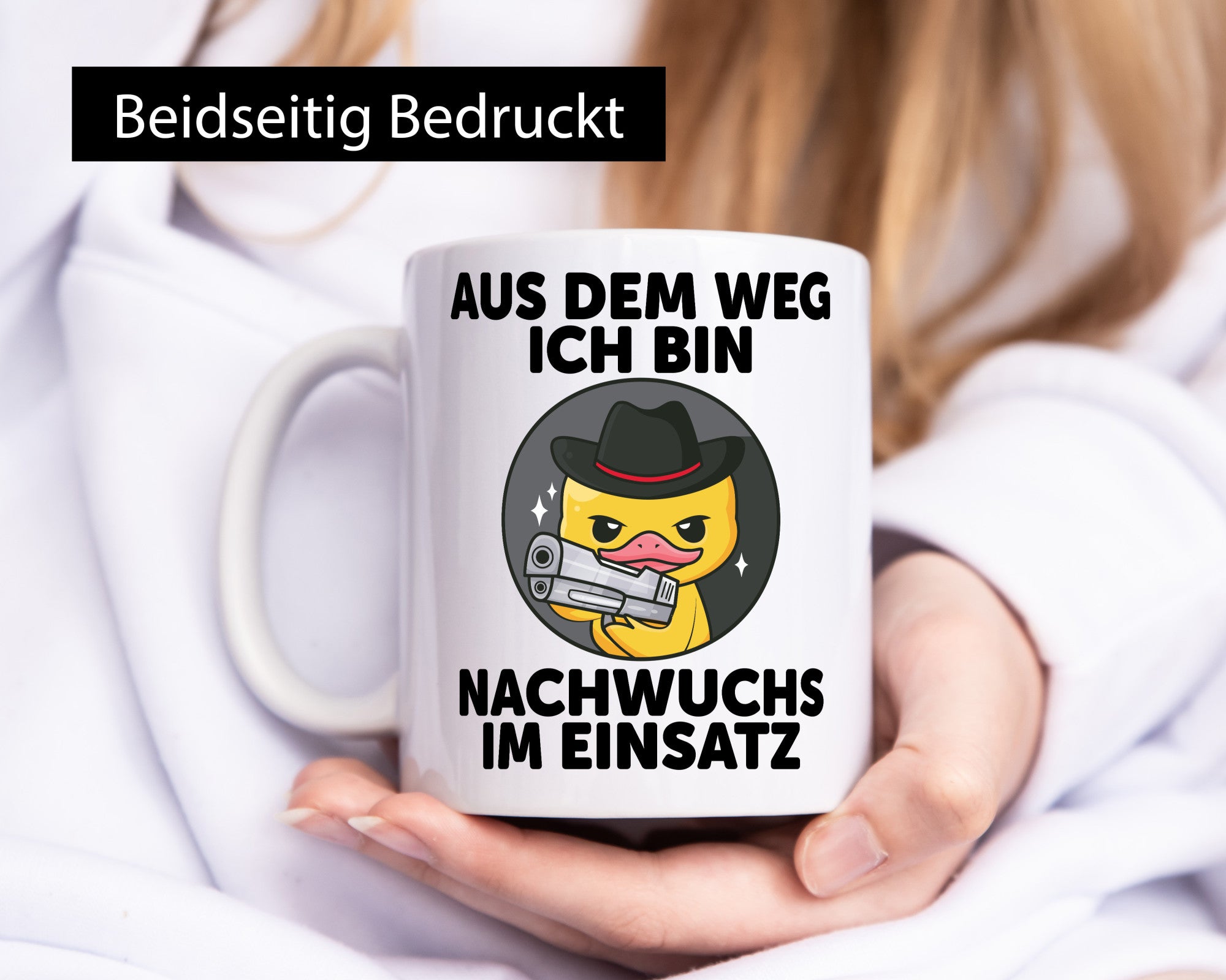 Aus wem weg ich bin Nachwuchs im Einsatz Geschenkidee Humor Tasse