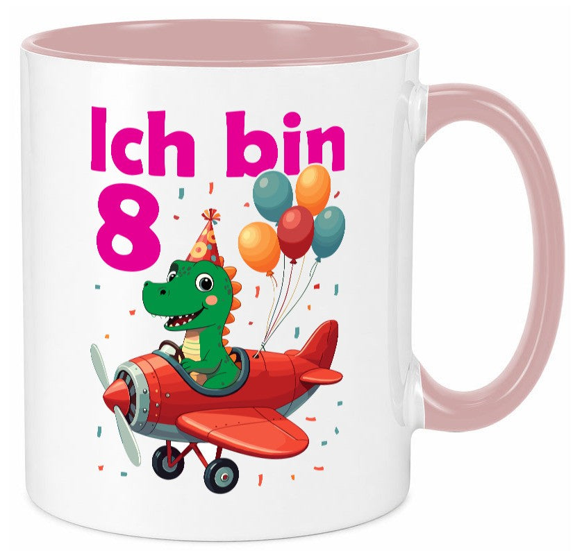 8. Geburtstag | 8 Jahre Drache Flugzeug Geschenk Geschenkidee lustiger Spruch Tasse