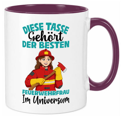 Im Universum: Feuerwehrfrau | Feuerwehr lustig Humor Geschenkidee Geschenk Tasse