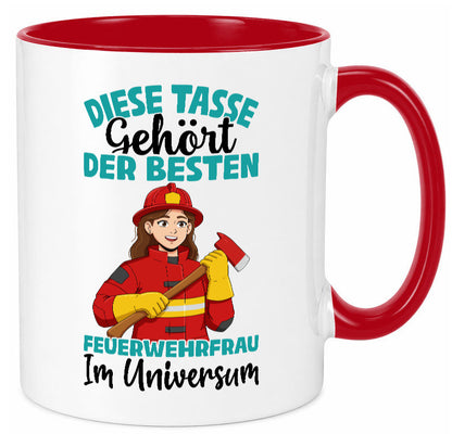Im Universum: Feuerwehrfrau | Feuerwehr lustig Humor Geschenkidee Geschenk Tasse