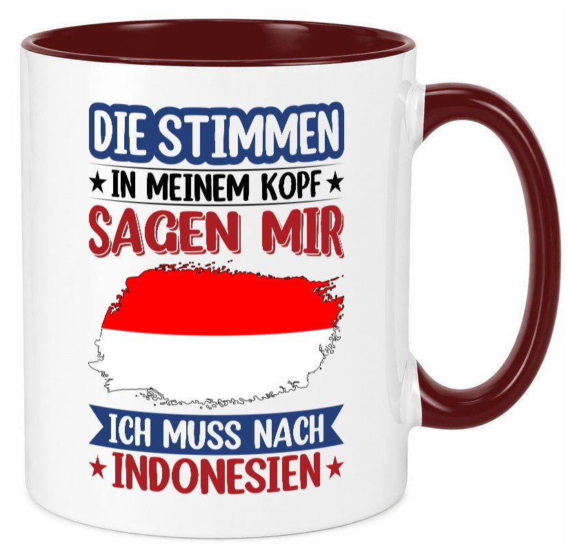 Indonesien | Urlaub Stimmen in meinem Kopf Traumland Geschenk Humor Tasse