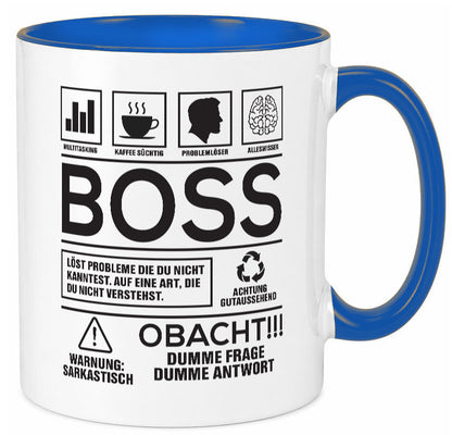 Achtung Probleme Boss | Führungskraft Vorgesetzter lustig Humor Geschenkidee Tasse