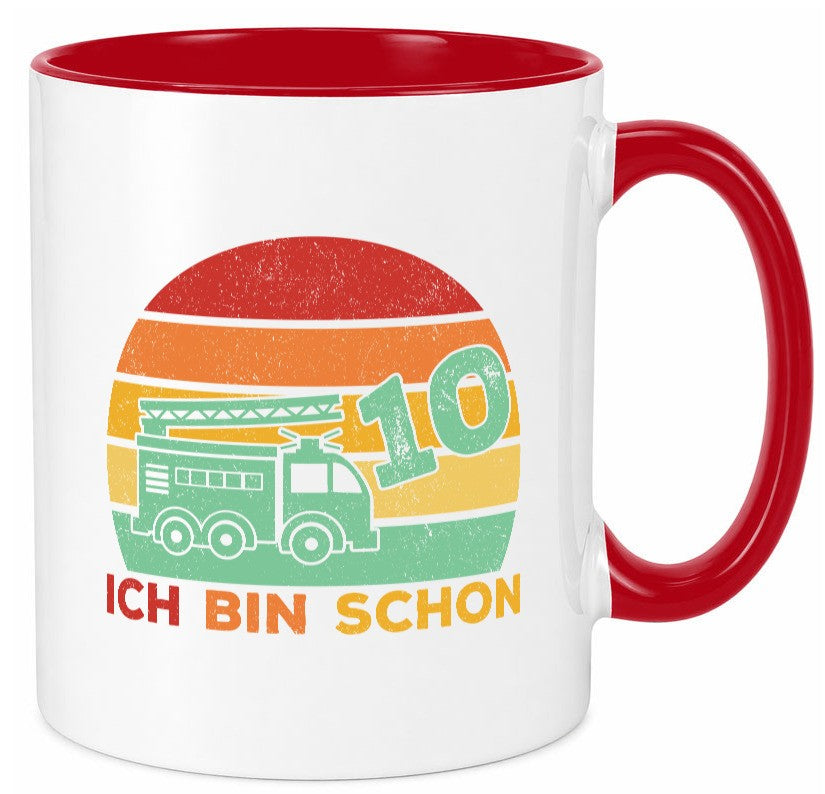 10. geburtstag | Feuerwehrauto 10 Jahre Feuerwehr lustiger Spruch Geschenk Tasse