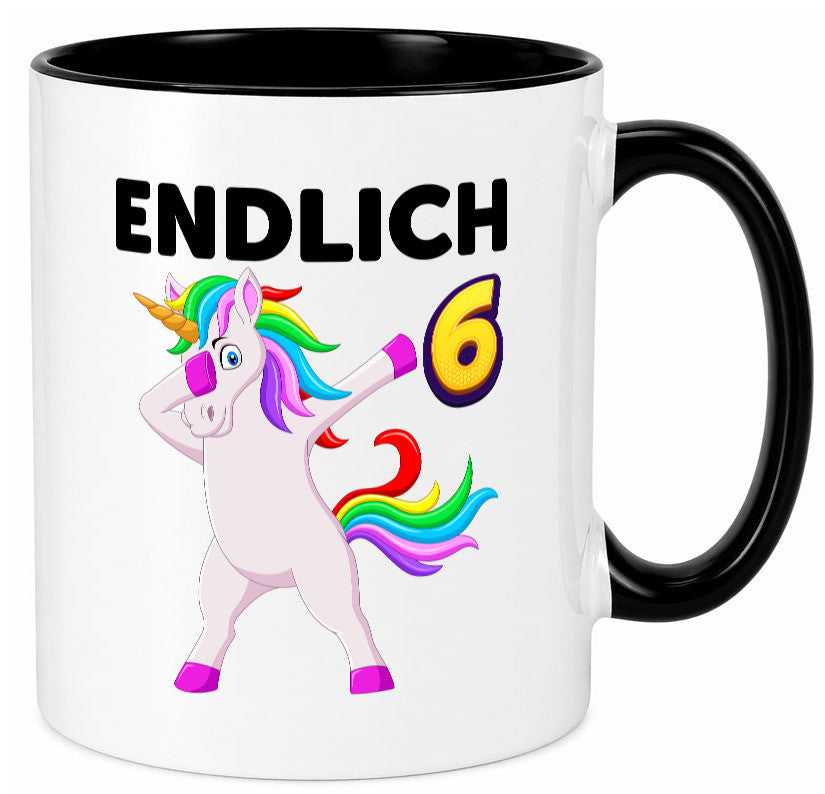 6. Geburtstag | endlich 6 Jahre Einhorn Mädchen Geschenkidee Humor Tasse