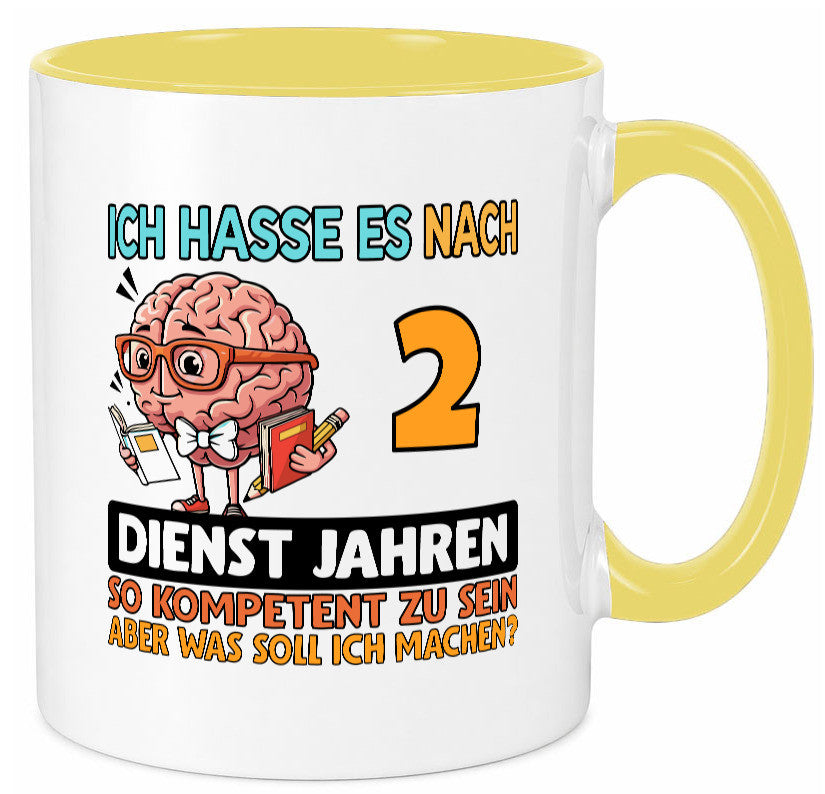 2 Dienstjahre | Arbeit Kompetent lustig Kollegen Büro Geschenk Tasse