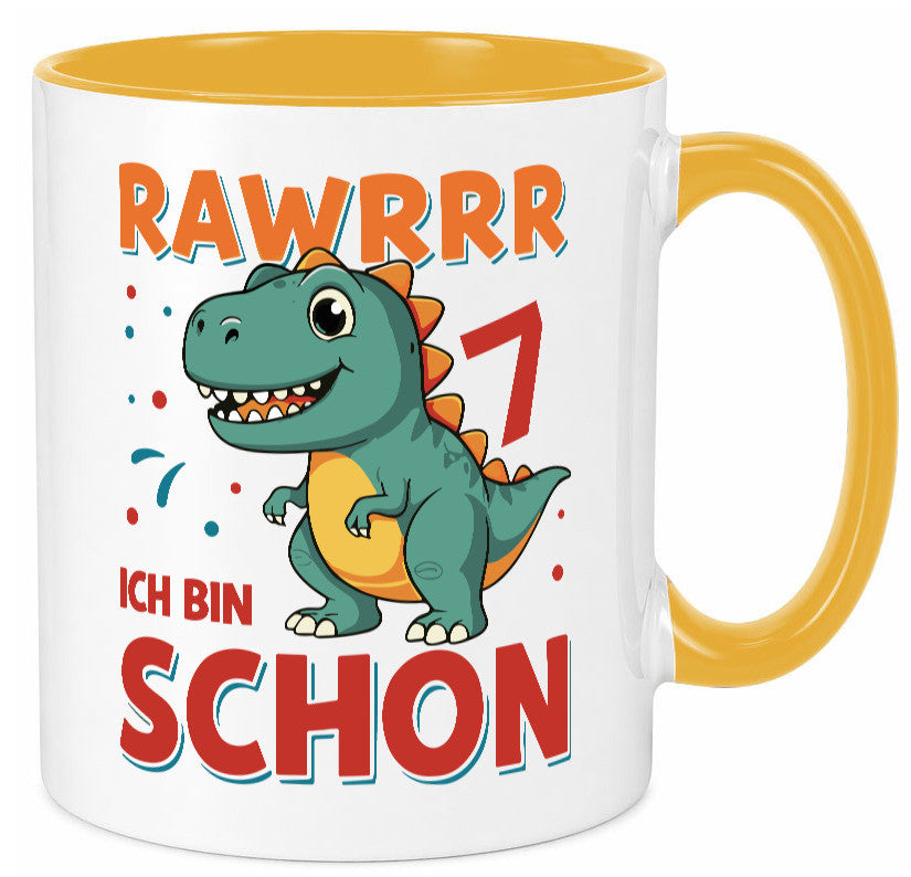 7. Geburtstag | 7 Jahre Raw ich bin schon T-Rex Geschenk Geschenkidee lustiger Tasse