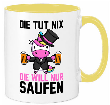 Die tut nix will nur Saufen | Einhorn Bier v2 lustig Humor Geschenkidee Tasse