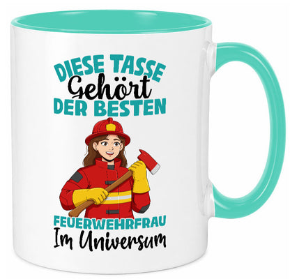 Im Universum: Feuerwehrfrau | Feuerwehr lustig Humor Geschenkidee Geschenk Tasse