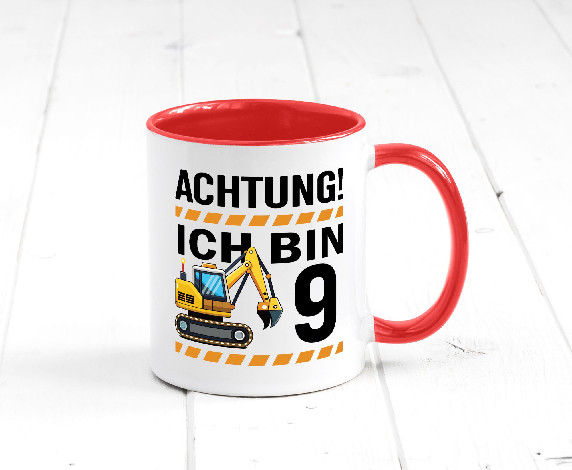 9 Geburtstag Ich bin | Bagger Junge lustiger Spruch Geschenk Geschenkidee Tasse