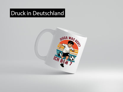 7 Geburtstag | Jahre Digga was geht ab Fußball Humor Geschenkidee Tasse