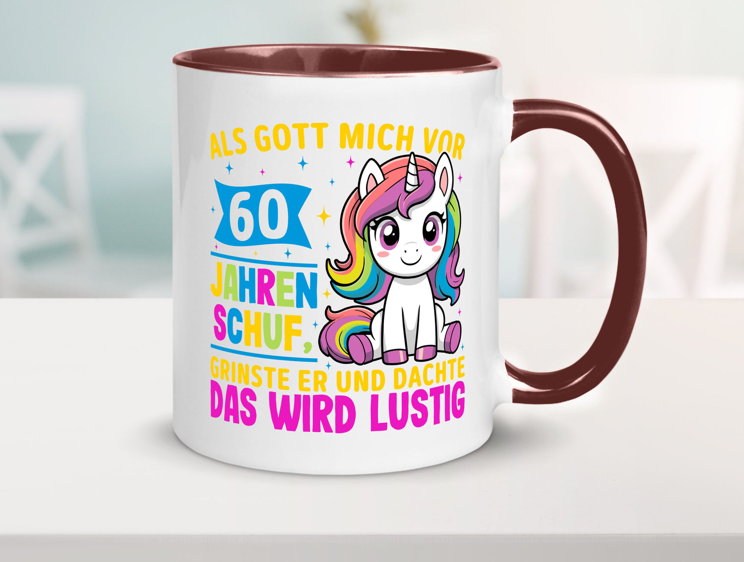 60. Geburtstag | Als Gott mich schuf 40 Jahre Geschenkidee Humor Tasse