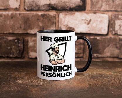 Hier Grillt Heinrich Persönlich | Grillmeister Geschenk Humor Geschenkidee Tasse