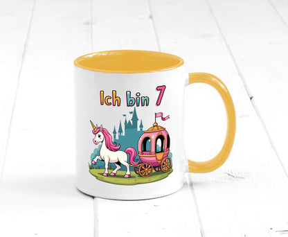 7. Geburtstag | Prinzessin in Kutsche Einhorn lustiger Spruch Geschenk