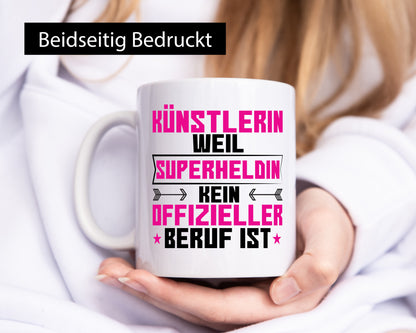 Superheldin Künstlerin| Spruch lustig | Kunst Humor Geschenkidee Tasse